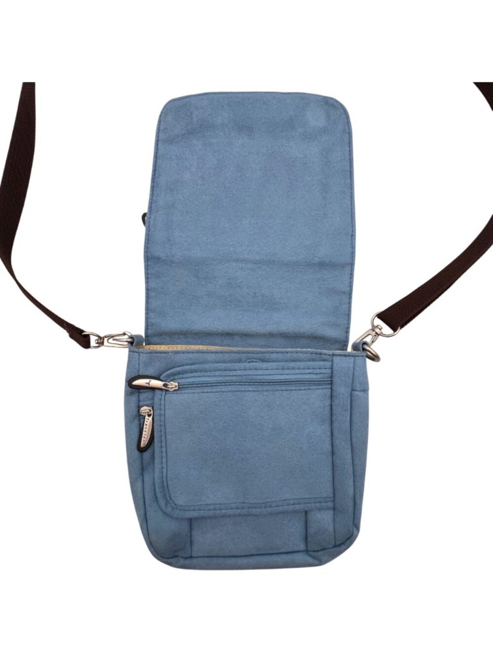 Travelon Light Blue Crossbody Bag Adjustable Strap Multiple Zipper Compartments - Picture 5 of 16